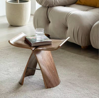 Tabouret Papillon en Bois Massif Naturel, Tabouret de Coiffeuse Minimaliste de Luxe, Banc Créatif pour Coiffeuse à Domicile, Tabouret à Chaussures, Tabouret Bas