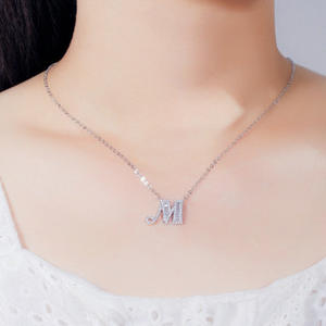 <b>Necklace</b> 925 Silver Initial <b>Letter</b> Pendant Diamond Pendant Personalised <b>Necklace</b> - Product Image 2
