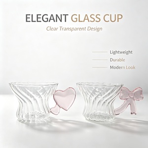 Set di Tazze da <span class=keywords><strong>Caffè</strong></span> Latte a Forma di <span class=keywords><strong>Cuore</strong></span>, Bicchieri in Vetro per Casa, Tazze Creative per Coppie, Bicchieri d'Acqua di Alta Qualità - Product Image 4