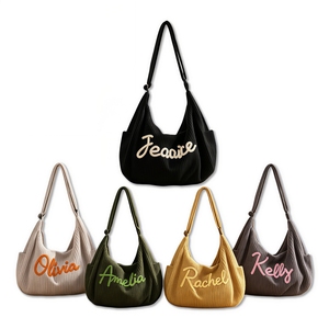 Bolso Tote de Pana Personalizado <span class=keywords><strong>para</strong></span> Mujer, Bolso de Hombro con Nombre Bordado Personalizado, Bolso Versátil <span class=keywords><strong>para</strong></span> el Trabajo, la Escuela y Viajes - Product Image 1