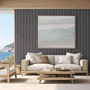 Panneaux muraux modernes en <span class=keywords><strong>bois</strong></span> noir 3D Panneau acoustique cannelé pour la décoration intérieure Isolation phonique pour le salon, la chambre et l'hôtel - Product Image 6