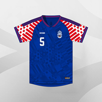 HOSTARON OEM Vente en gros de maillots de football bleus à séchage rapide, personnalisables, avec logo personnalisé, maillots de football rétro bon marché