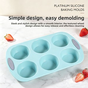 6-fach Silikon-Backform für Muffins, Ofenfest, Antihaftbeschichtet, Einfach zu Entformen, für Cupcakes, Pudding und Gebäck - Product Image 4