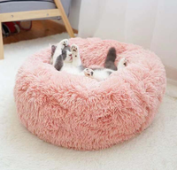 Lit en bois de rose rond et long pour chien, avec cordon en peluche, pour animaux de compagnie, prix usine chinoise, livraison directe