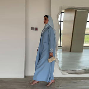 महिला दुबाई कुवे मामूली स्लीवलेस टखने की लंबाई एंटी-पिलिंग पॉलिएस्टर अबाया कोट ढीले फिट थोक कस्टम ईड - Product Image 2