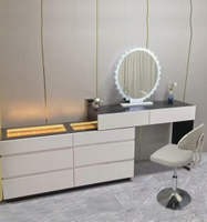 Nouvelle coiffeuse moderne éclairée en bois massif, taille standard, pour chambre à coucher