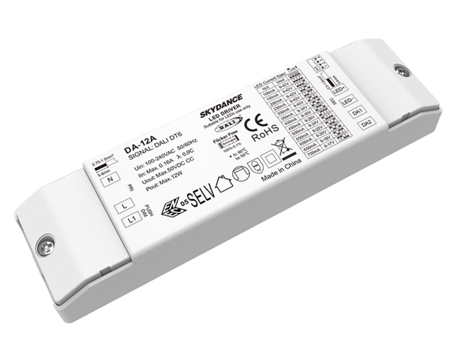 Skydance DA-12A 100-700mA 12W CC DALI-2 Certified PWM Dimming DALI LED Driver Dimmable Power Supply for Down Light Spot Light