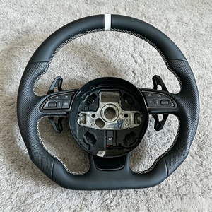 Volant sport en cuir adapté aux modèles <span class=keywords><strong>Audi</strong></span> A7 A3 A4 B8 B9 A5 A6 C6 C7 S3 S4 S5 S6 S7 RS3 RS4 RS5 Q3 Q5 Q7 RS6 <span class=keywords><strong>R8</strong></span> TT TTRS - Product Image 1