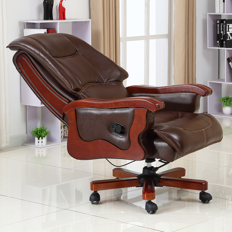 Brown Leather Swivel Big Boss Chair - Executive Office Desk Chair
