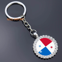 Porte-clés fleur en strass drapeau du Panama, très populaire, pour sac à dos, décoration de clés, breloque de portefeuille, souvenir de voyage