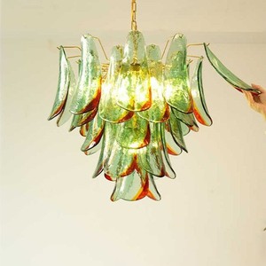 Lustre <span class=keywords><strong>vintage</strong></span> pour la maison, luminaire décoratif artistique, <span class=keywords><strong>lampe</strong></span> suspendue en verre vert et <span class=keywords><strong>rouge</strong></span> en forme de pétale pour plafond, suspension pour table à manger, villa - Product Image 6