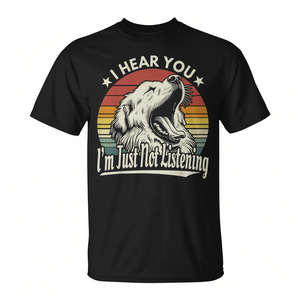 Camiseta con diseño de perro de las Pirenéas que esta sonriendo, escucha lo que dices, pero no lo escucho yo, diseño vintage, corte unisex - Product Image 2