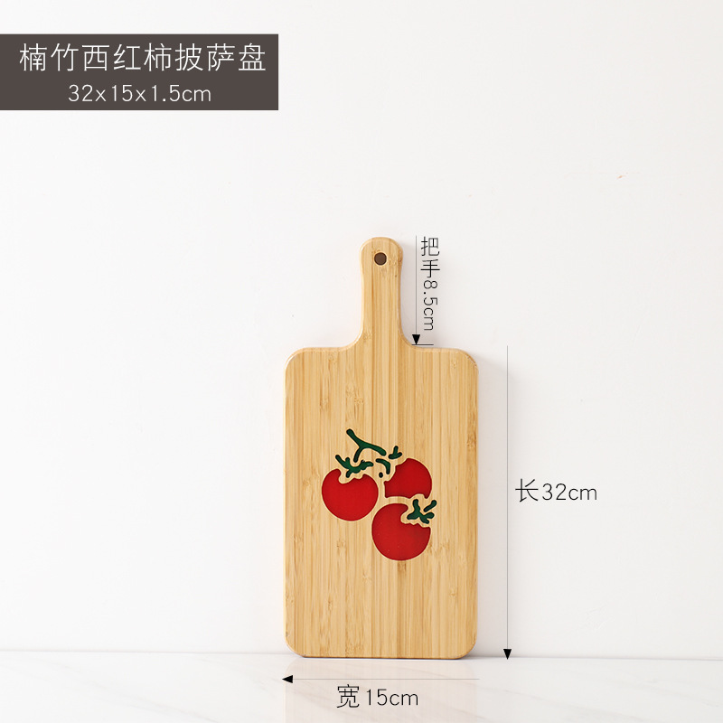Plat à pizza en résine de bambou (pour tomates longues, 32*15*1,5 cm)