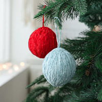 Boule de Noël en velours chenille doux de 6 cm, texturée côtelée, décoration suspendue pour sapin, style nordique, pour les fêtes.