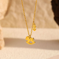 Collier en acier inoxydable avec pendentif petit cheval couleur or 18 carats, style européen et américain, inaltérable, chaîne de pull, pour l'exportation