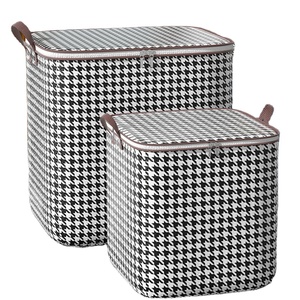 Sacs de <span class=keywords><strong>rangement</strong></span> pliables non tissés à motif pied-de-poule grande capacité avec fermeture éclair, <span class=keywords><strong>housse</strong></span> anti-poussière pour couette, oreiller et vêtements pour l'organisation de la maison - Product Image 4