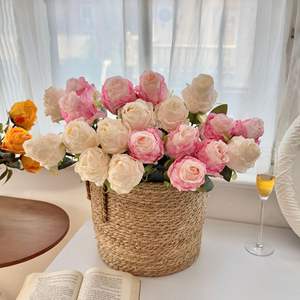 Bouquet de fleurs artificielles Elsa Rose, fleurs en soie jaunes, haute simulation, accessoire de décoration de mariage - Product Image 4