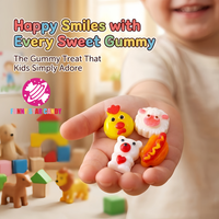 Fabrieks prijs Novelty 3D dieren gummies bulk hotdog beer schaap kip gevormde gemengde fruit smaak zachte kauwgom snoepjes