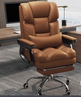 Chaise de bureau de direction - Siège en cuir, design ergonomique, option inclinable, base à 5 étoiles, roulettes ; confortable pour les longues heures de travail assises