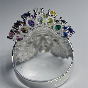 Anel de Titânio Banhado a Ouro com Incrustação de Cristal e Diamante Lapidado FH Hiphop Indian Chief – Joia de Casamento de Alta Qualidade para Festas e Aniversários - Product Image 3