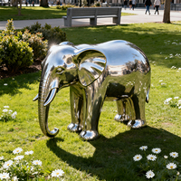 Grande statue d'éléphant en métal et acier inoxydable Sculpture décorative d'extérieur Sculpture d'éléphant abstraite