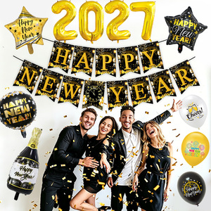 Kit Decorazioni per Festa <span class=keywords><strong>di</strong></span> <span class=keywords><strong>Capodanno</strong></span> 2027 Palloncini in Lamina Oro e Nero Striscione Accessori per Foto Booth Palloncini in Lattice Articoli per Festa <span class=keywords><strong>di</strong></span> Fine Anno - Product Image 3
