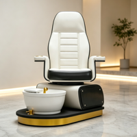 Nouvel arrivage de fauteuil de pied de manucure en cuir Pu noir blanc fauteuil de pédicure électrique sans tuyau plaqué or de luxe avec émerillon