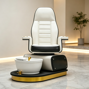 Nouvel arrivage de fauteuil de pied de manucure en cuir Pu noir blanc fauteuil de pédicure électrique sans tuyau plaqué or de luxe avec émerillon - Product Image 3