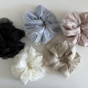 Chouchous élégants en organza double couche couleur unie, accessoires capillaires en maille de haute qualité pour usage quotidien pour femmes - Product Image 2