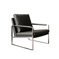Fauteuil de luxe et design pour les loisirs, modèle paresseux, avec cadre en acier inoxydable, cuir véritable pour le salon, hôtel, villa, bar.
