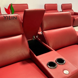 Canapé <span class=keywords><strong>inclinable</strong></span> électrique moderne YILIN deux places en cuir véritable avec appui-tête motorisé, port USB, lumière LED chauffante, cadre métallique et porte-gobelet rafraîchissant - Product Image 6