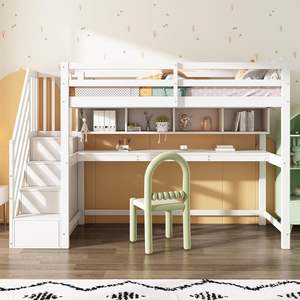 <span class=keywords><strong>Lit</strong></span> <span class=keywords><strong>superposé</strong></span> multifonctionnel pour enfants Cabine pour enfants <span class=keywords><strong>Lit</strong></span> <span class=keywords><strong>avec</strong></span> <span class=keywords><strong>bureau</strong></span> et étagères <span class=keywords><strong>avec</strong></span> barrière et escalier de rangement pour enfants - Product Image 2