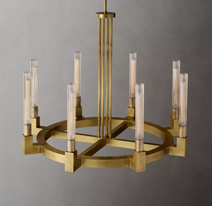 Lustre moderne de luxe en laiton pour salle à manger, lampe en verre Cannele, lustre rond pour salon - Product Image 2