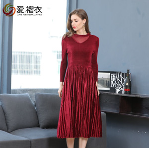 Nouveau Design Tissu de Velours Doré Avec Perles Formelle Manches Bouffantes Robe Dame Grande <span class=keywords><strong>Taille</strong></span> Robe - Product Image 3