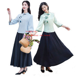 Vestido <span class=keywords><strong>Tang</strong></span> para <span class=keywords><strong>Mujer</strong></span> Ecowalson, Cuello Mao, Qipao, Falda Larga hasta el Té, Disfraz Tradicional <span class=keywords><strong>Chino</strong></span> de la Época del Siglo XIX para Estudiantes - Product Image 1