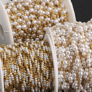 Cadena de Bolas con Cuentas de Perlas de Imitación de Acero Inoxidable Chapado en Oro de 18K al por Mayor para Collares Hechos a Mano para Mujer - Product Image 2