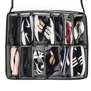 Houseware-Bolsa de almacenamiento de ropa ajustable, divisores, se adapta a 12 pares de organizador de almacenamiento de zapatos debajo de la cama