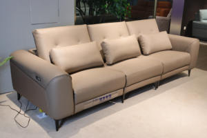 Ensemble <span class=keywords><strong>de</strong></span> canapé d'angle en cuir 3 places <span class=keywords><strong>de</strong></span> <span class=keywords><strong>luxe</strong></span> Design moderne Massage électrique pivotant rembourrage en cuir véritable salon en métal - Product Image 3