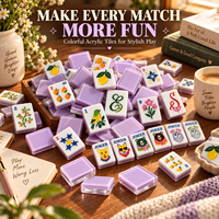 Ensemble de mahjong américain de luxe en acrylique double couche, lilas et blanc, 160 tuiles, pour soirée de jeu