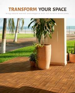 2025 New Arrivals 12 Slats Carbonized Pine Interlocking Patio Deck <b>Tiles</b> for Outdoor Wood Floor <b>Covering</b> - Product Image 4