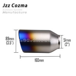 Embout d'échappement universel en acier inoxydable de 2 po avec entrée de 3,5 po, coupe angulaire, sortie simple, finition sablée - Product Image 2