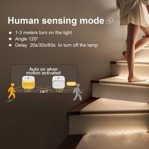 Lampe murale intérieure carrée à trois couleurs avec détecteur de mouvement humain, éclairage nocturne simple, recharge USB, lumières LED à capteur - Product Image 3