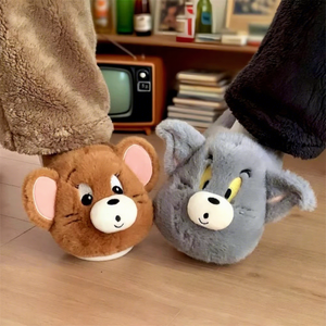 XIXITIAO Pantoufles d'hiver <span class=keywords><strong>en</strong></span> peluche chaudes pour couple, motif <span class=keywords><strong>chat</strong></span> mignon, semelle épaisse <span class=keywords><strong>en</strong></span> EVA, antidérapantes, douces, fourrées, dessin animé animal, chaussures d'intérieur - Product Image 6