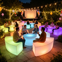 Meubles de bar lumineux à LED solaires pour café, restaurant, salon de thé, canapé, banquette, table, chaise, ensemble de meubles de bar lumineux