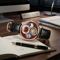 Montre mécanique de luxe pour homme à remontage manuel, tourbillon, mouvement squelette, affichage des phases lunaires et de la Terre