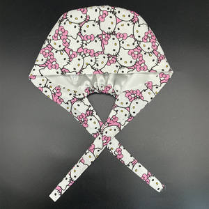 Stilvolle OP-Kittel-Accessoires Katzen-Bedruckte OP-Mützen Satin-Gefütterte Chirurgische Krankenschwester-Kopfbedeckung Zahnklinik Pflegekappen - Product Image 4