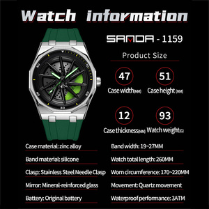Reloj de Cuarzo Minimalista para Hombre Sanda 1159 con Esfera Giratoria, Luminoso, Resistente al Agua, Deportivo e Informal - Product Image 3