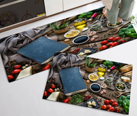 Rutschfester, dicker Polyester-Teppich, Kristallvelours, moderner geometrischer Küchenteppich, rutschfester bedruckter Teppich