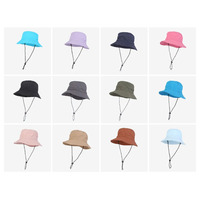 Sombreros de cubo de nailon sombrero de pescador Boonie de alta calidad al por mayor sombrero de cubo plegable para acampar personalizado con cuerda