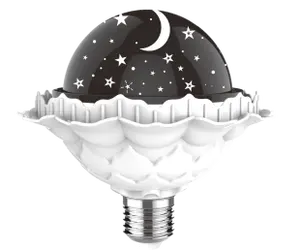 The latest global hot selling E27 lamp holder rotating fashion design RGB rotating lotus leaf magic ball led Ramadan bulb